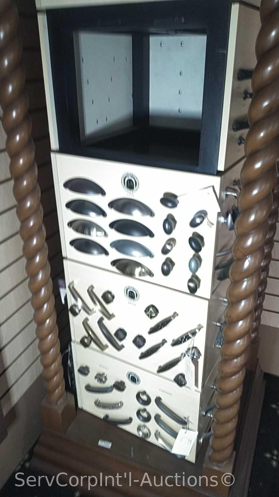 Lot of Various Displays with Door Locks, Door Knobs, Cabinet Knobs, Light Switches, LED Lighting,