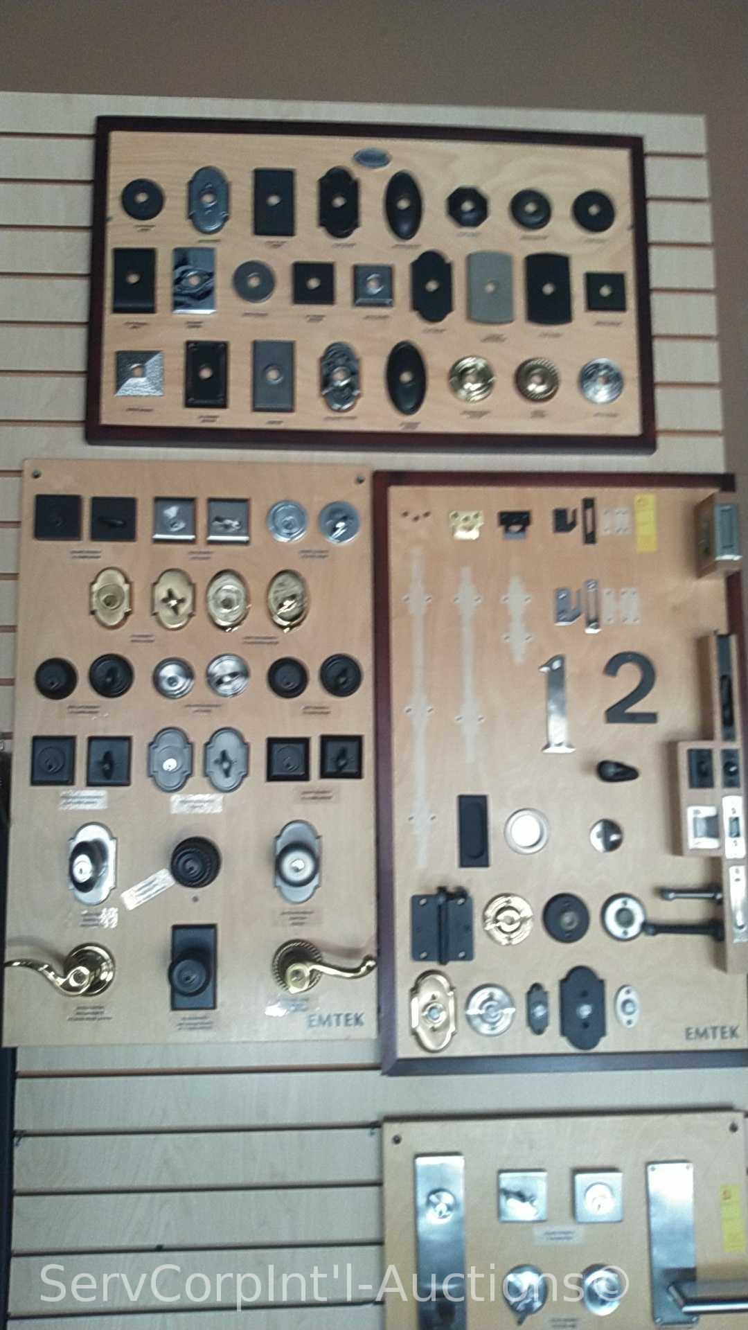 Lot of Various Displays with Door Locks, Door Knobs, Cabinet Knobs, Light Switches, LED Lighting,