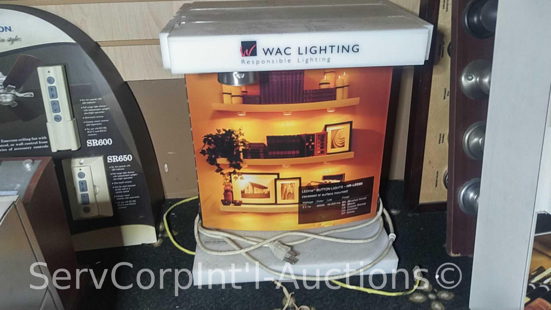 Lot of Various Displays with Door Locks, Door Knobs, Cabinet Knobs, Light Switches, LED Lighting,