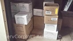 Lot Under Pallet Rack of Approximately 30 Cases of Concord Flush Mount Light Fixtures