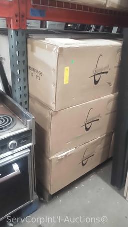 Lot Under Pallet Rack of Approximately 30 Cases of Concord Flush Mount Light Fixtures
