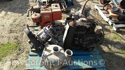 Lot on Pallet of Waterous Garbage Pump, Various Mower Motors (all are broken)