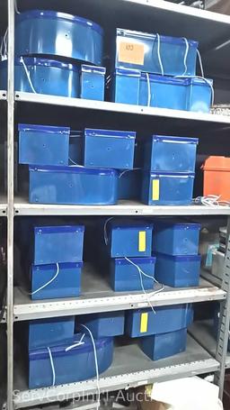 Lot on 4 Shelves of Various Blue Light-Up Letters (Seller: STP Sheriff)