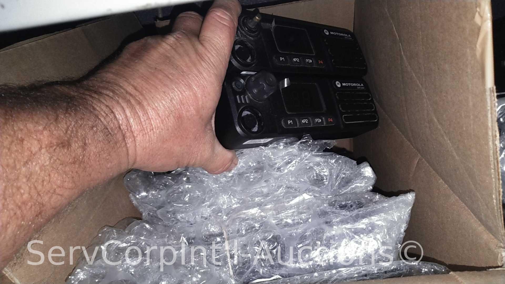 Lot on Shelf of Motorola XPR5350 Digital Mobile Radio Bases (Seller: STP School Board)