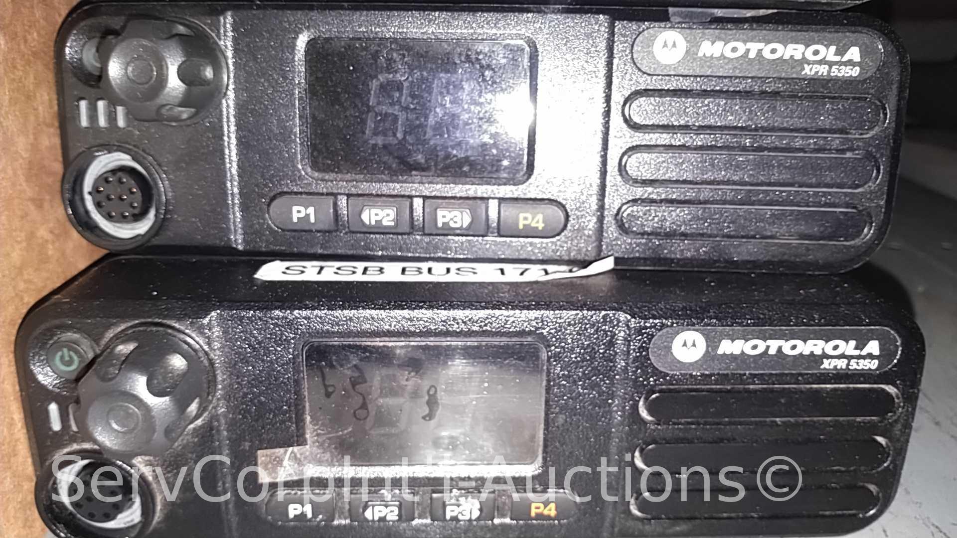 Lot on Shelf of Motorola XPR5350 Digital Mobile Radio Bases (Seller: STP School Board)