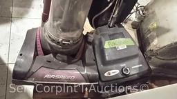 Lot on Pallet of Broken Table, Plastic Shelving Unit, Squirrel Fan, Eureka Vacuum, Triple S Vacuum