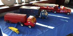 4 Vintage Metal Toy Trucks/Trailers