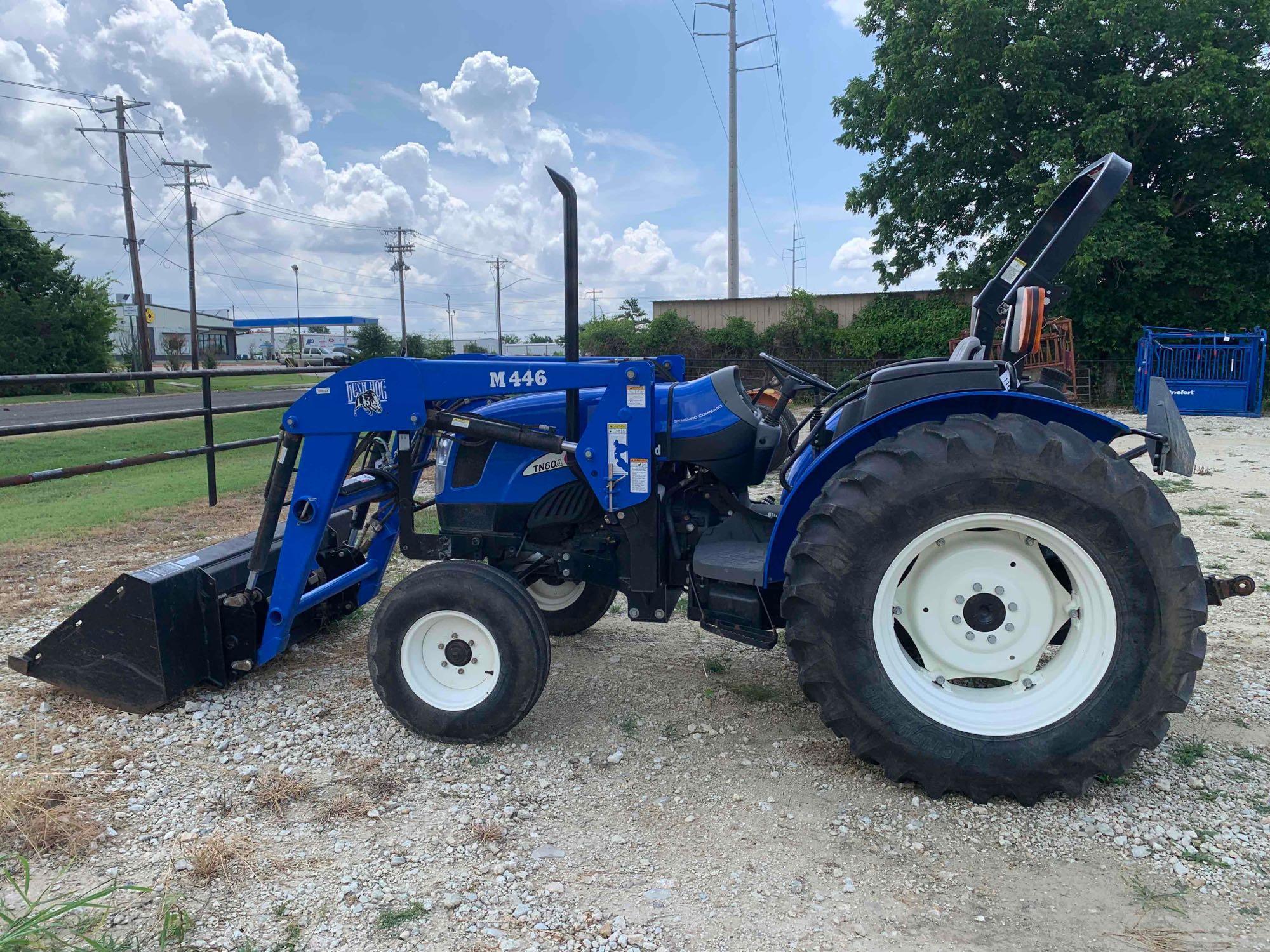 New Holland TN60A w/ M446 Bush Hog Loader