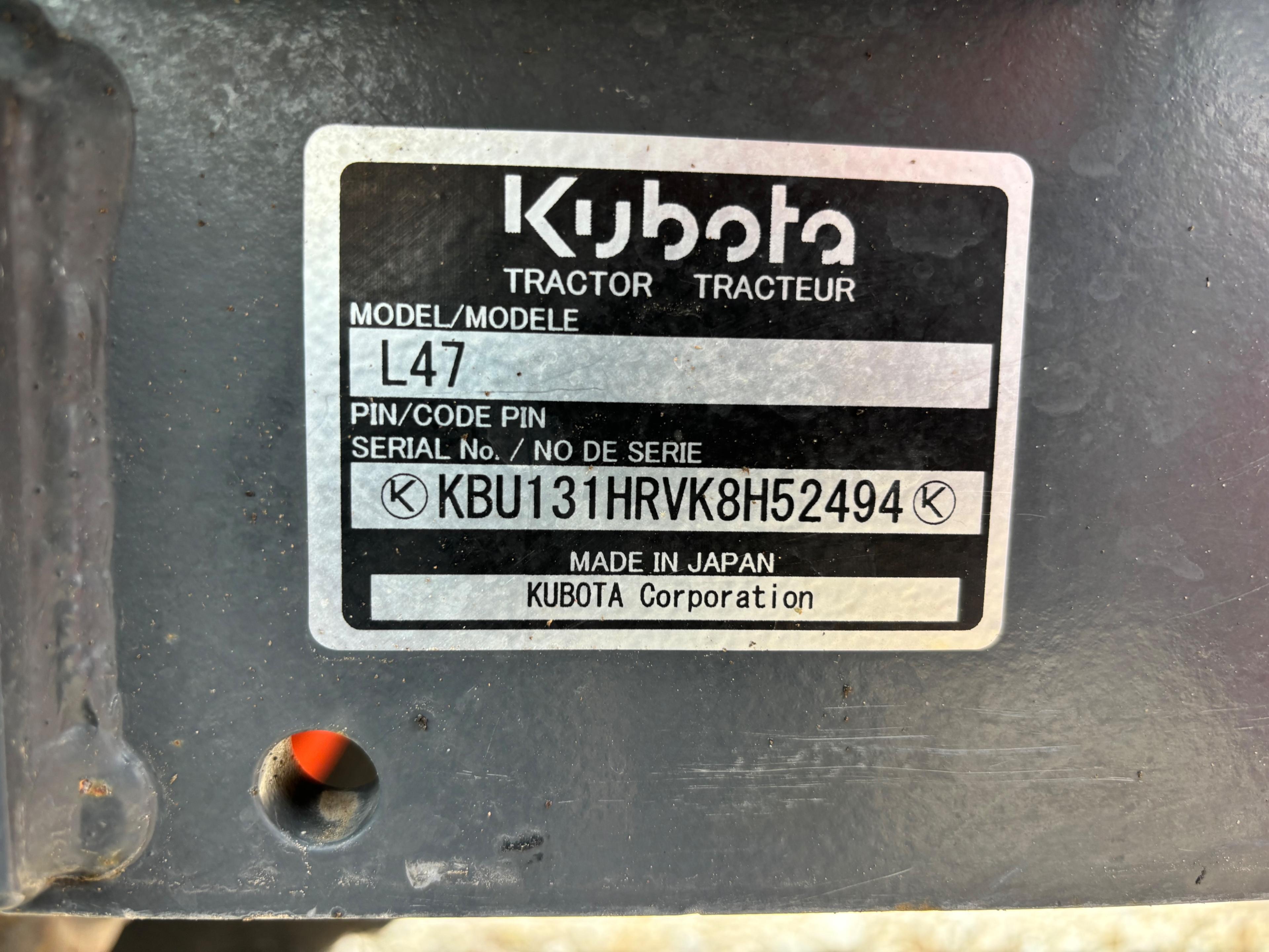 2020 Kubota L47 TLB Backhoe