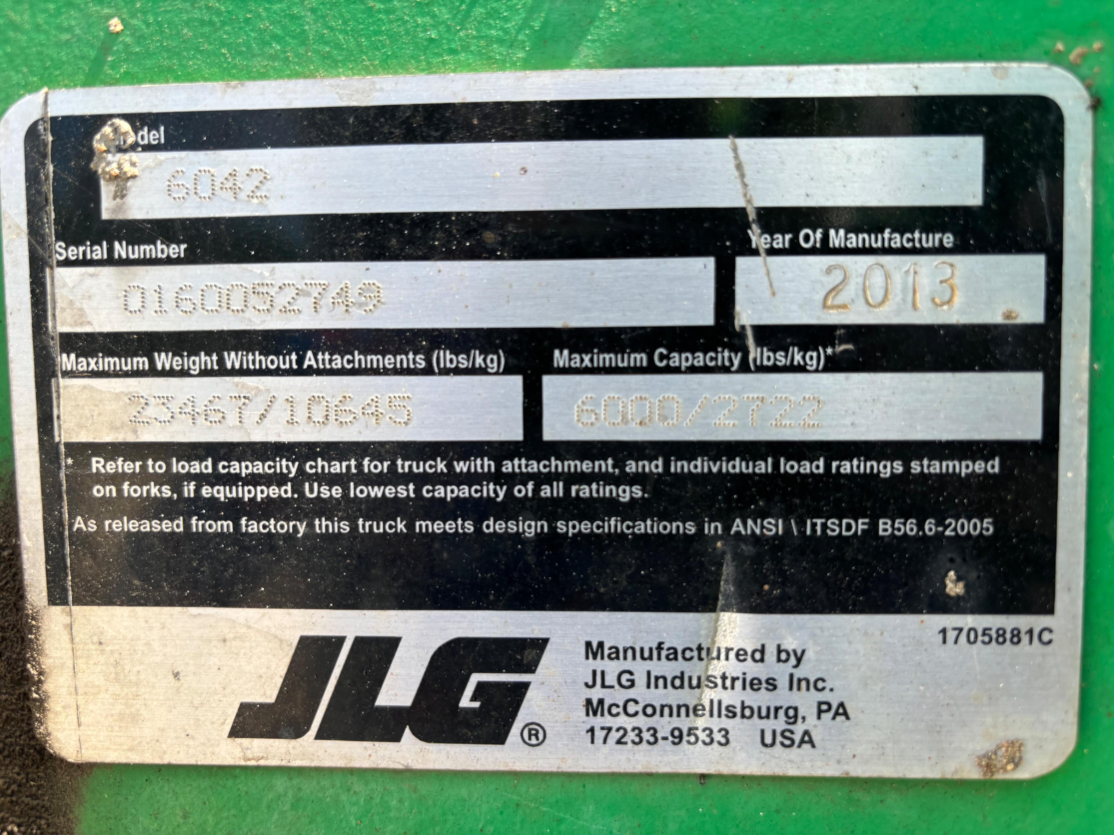 2013 JLG 6042 Telehandler