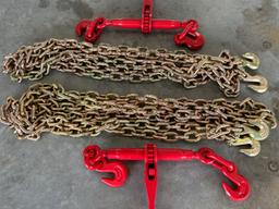 2-Grade 70 3/8" Chains w/ 2 Ratchet Binders