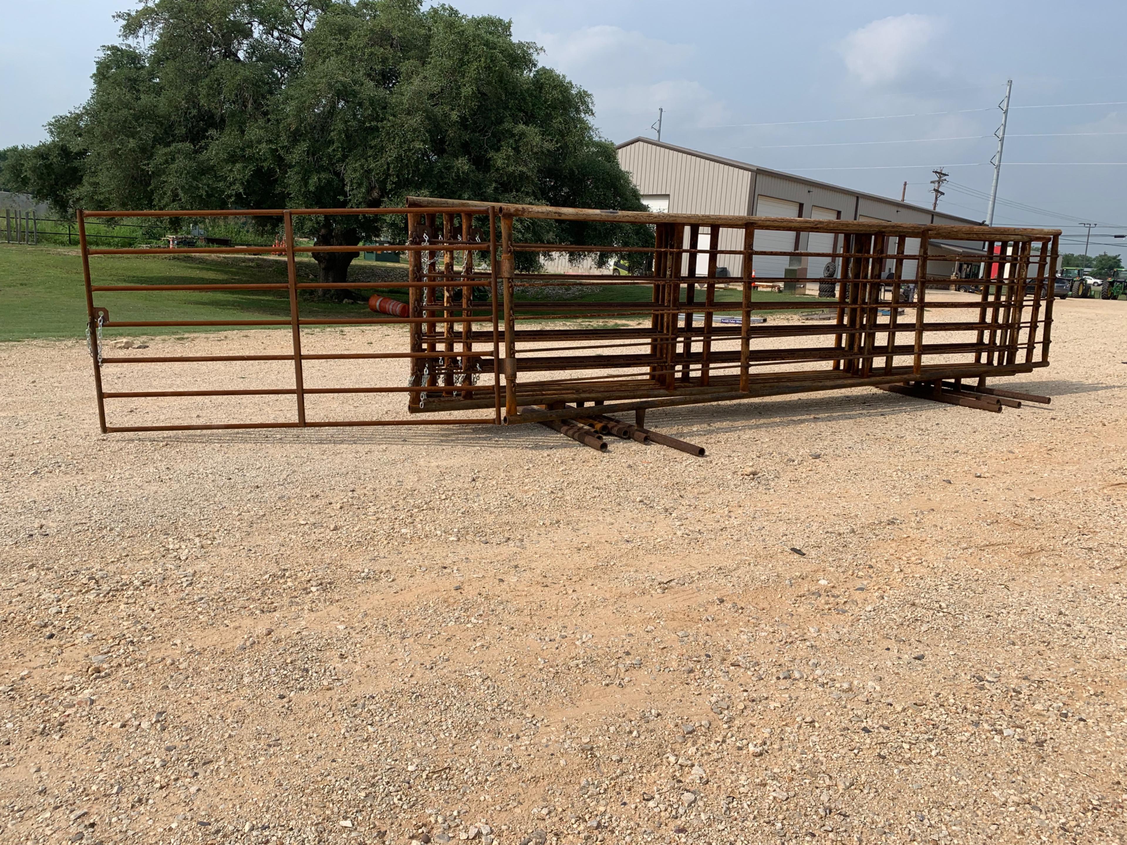 8 - 2 7/8" Pipe Panels w/ 10' Gate Attached to end of one Panel