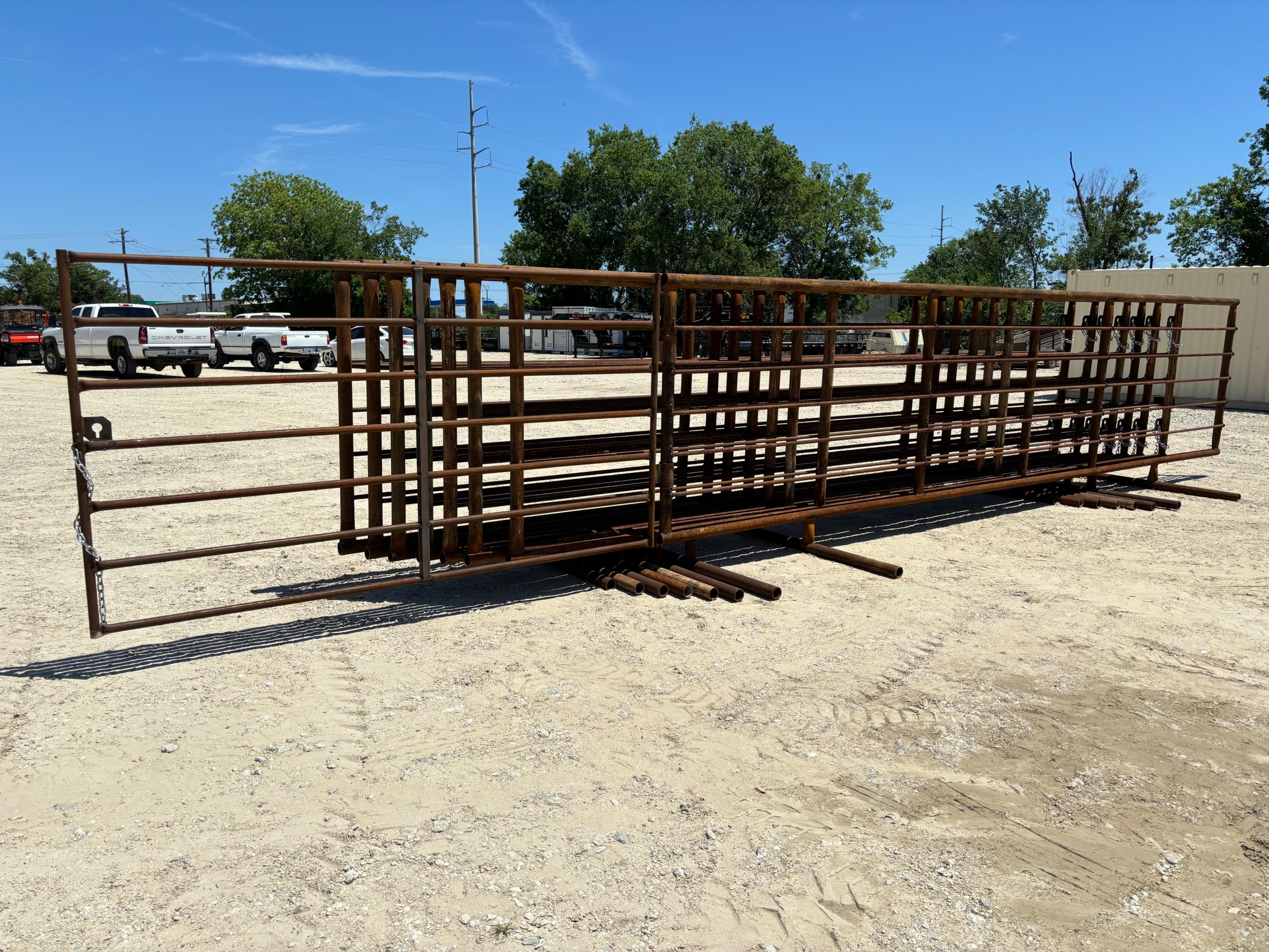 8 - 2 7/8" Pipe Panels w/ 10' Gate Attached to end of one Panel