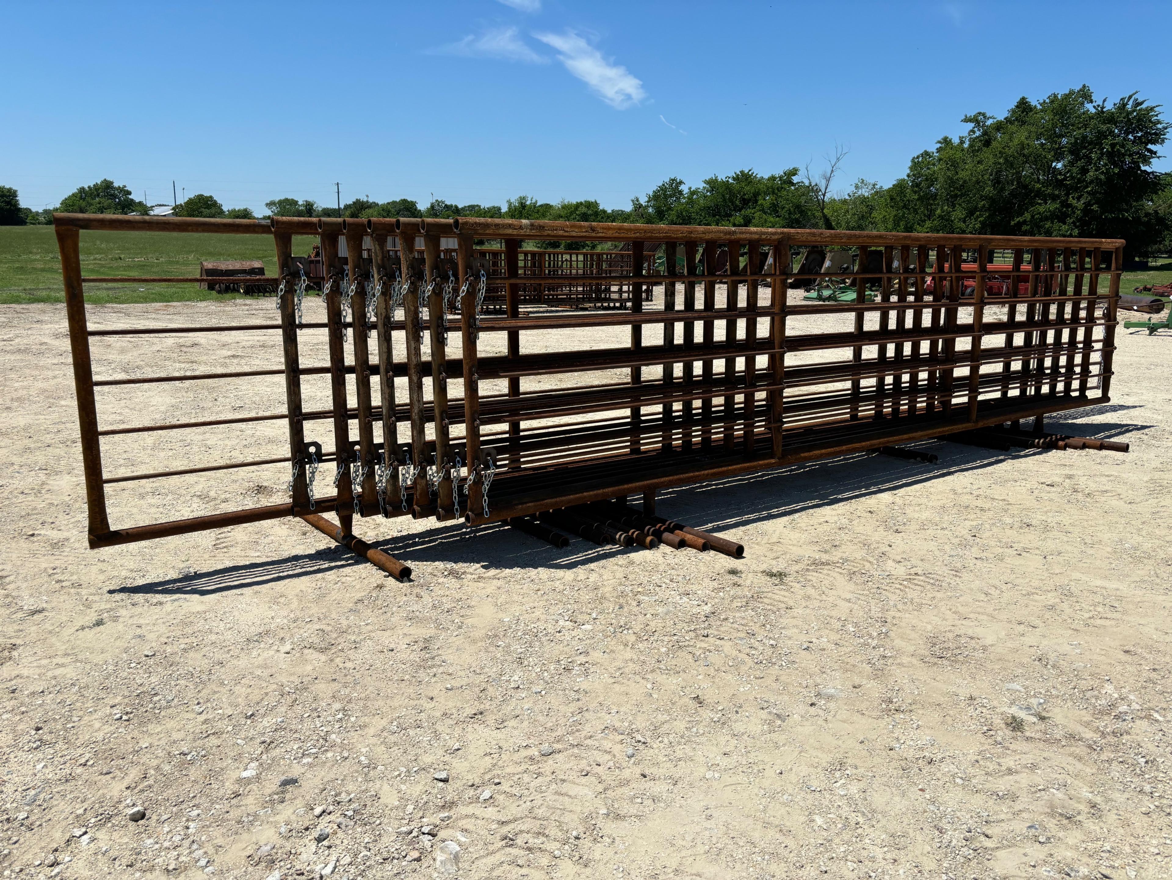 8 - 2 7/8" Pipe Panels w/ 10' Gate Attached to end of one Panel