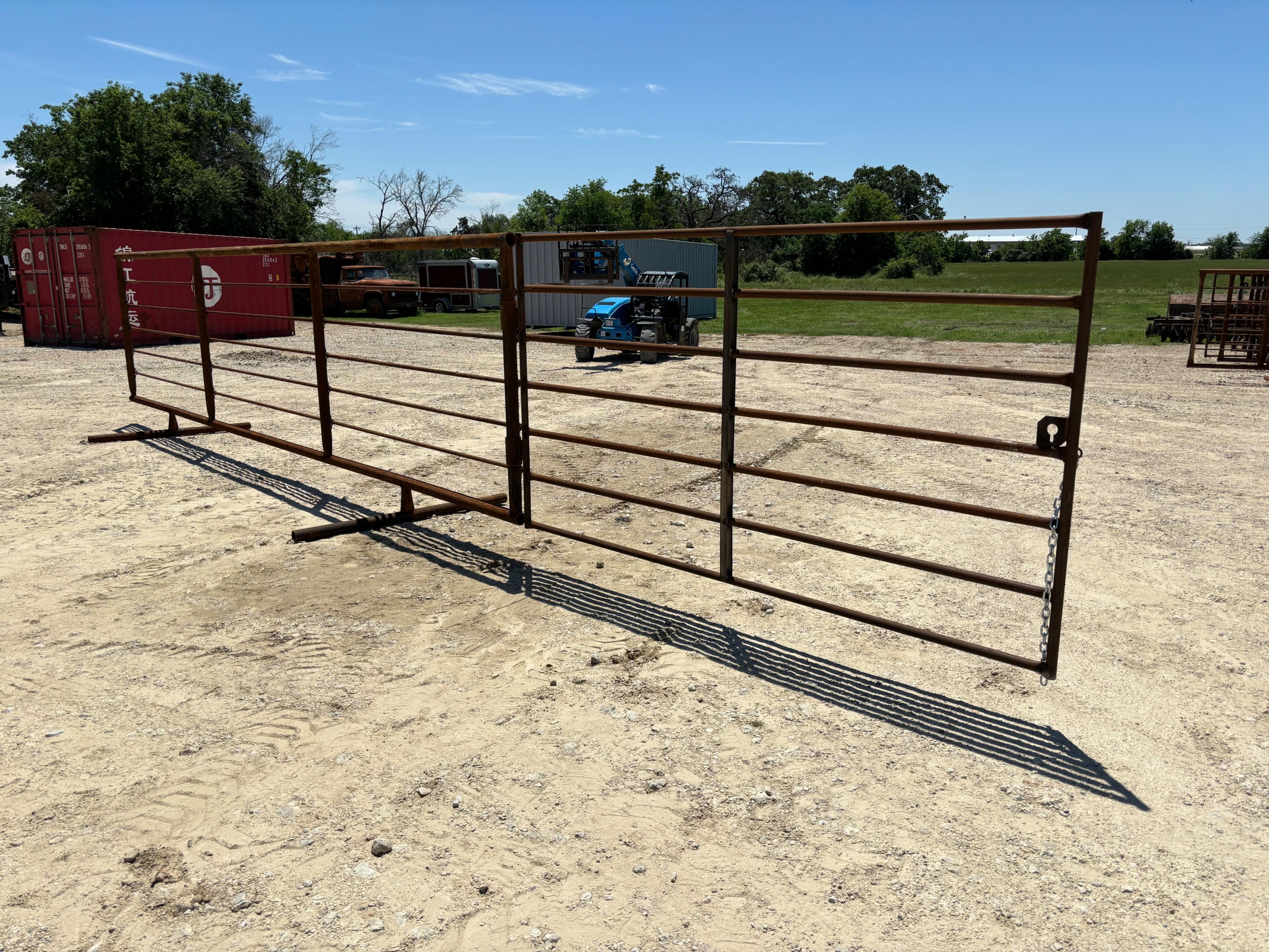 8 - 2 7/8" Pipe Panels w/ 10' Gate Attached to end of one Panel