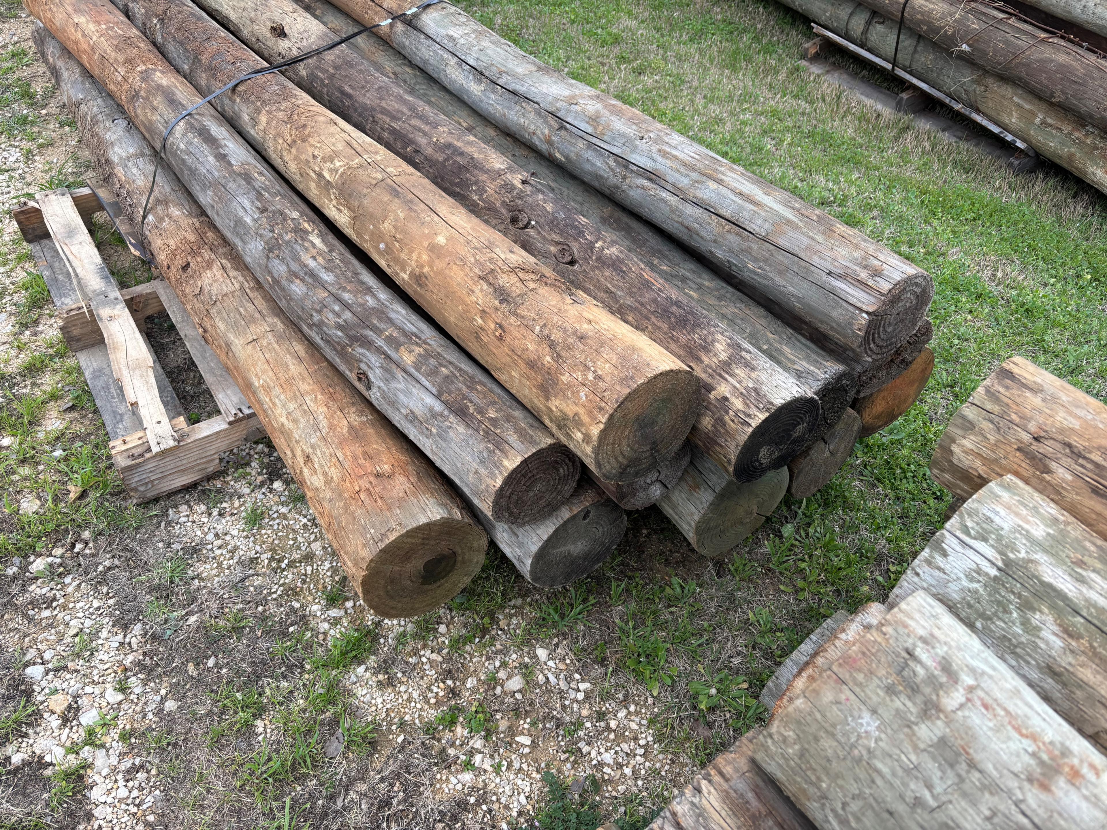 Bundle of Wooden Fence Posts
