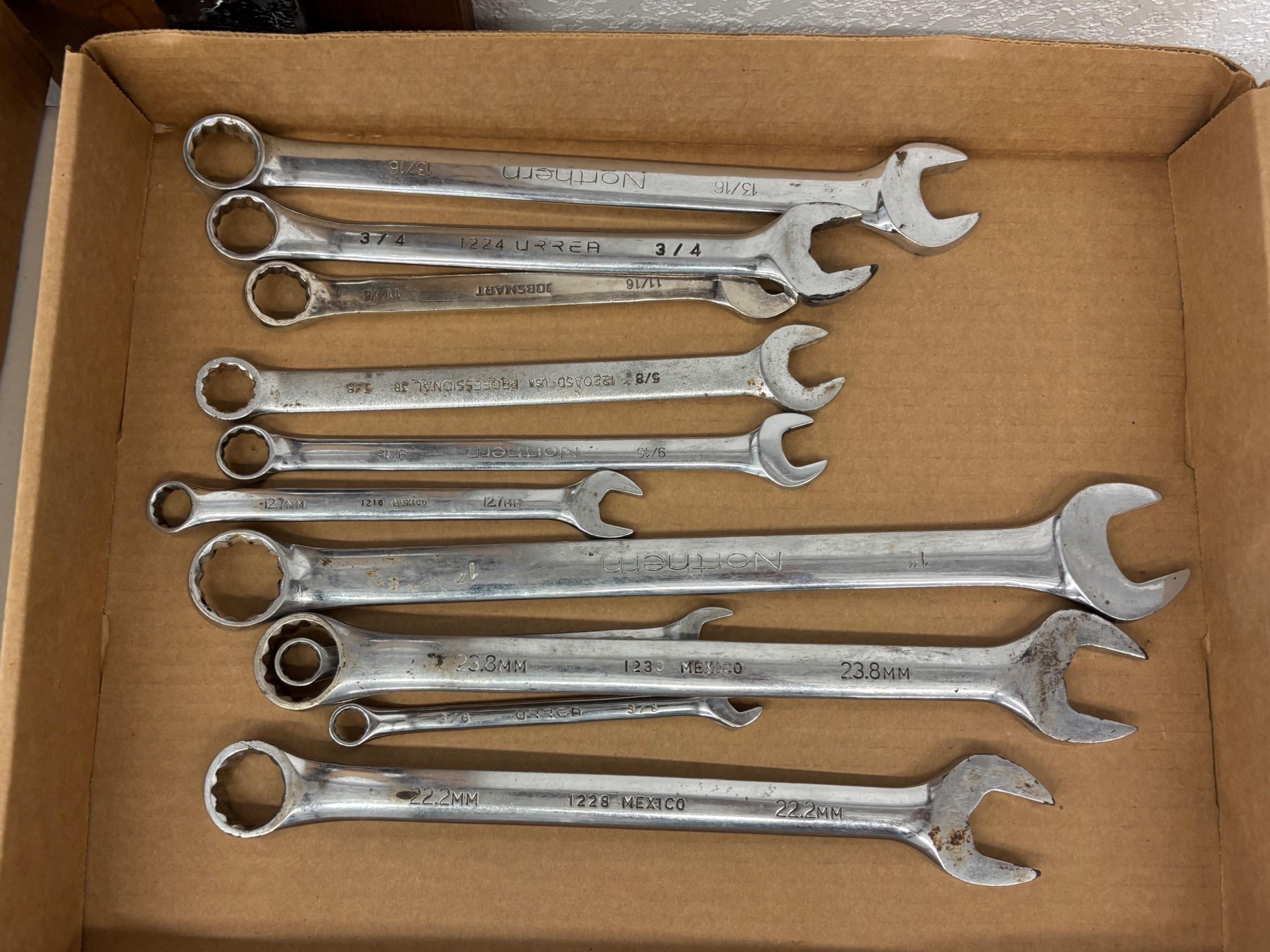 Box Lot - Misc Combination Wrenches (Various Sizes)