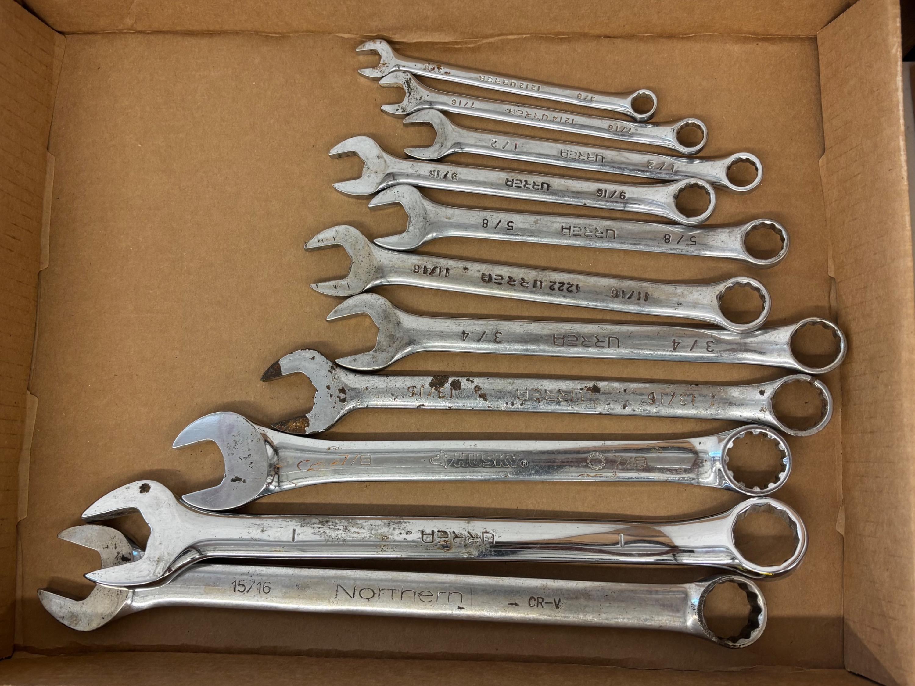 Box Lot - Misc Combination Wrenches (Various Sizes)