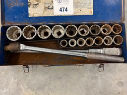 2 Set of 3/4 Drive Sockets, Ratchet, Breakover and Extension In Tool Box (TWO SETS)