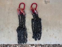 2 Sets of 7ft Double Legs Lifting Chain Slings