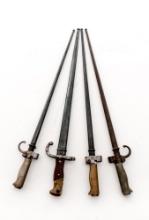 Lot of Four (4) European Military Bayonets and Scabbards