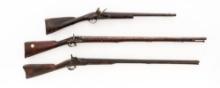 Lot of Three (3) Flintlock and Percussion Muskets Altered to Smoothbore Fowlers