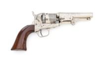 Rare Period Conversion of Colt 1849 Pocket Model Revolver with Gustave Young Style Deluxe Engraving
