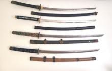 Lot of Eight (8) Reproduction Japanese Swords
