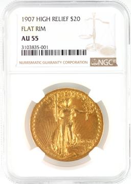 1907 High Relief $20 Flat Rim