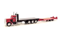 Peterbilt Tri-Axle Flatbed w/Tag Trailer - Red