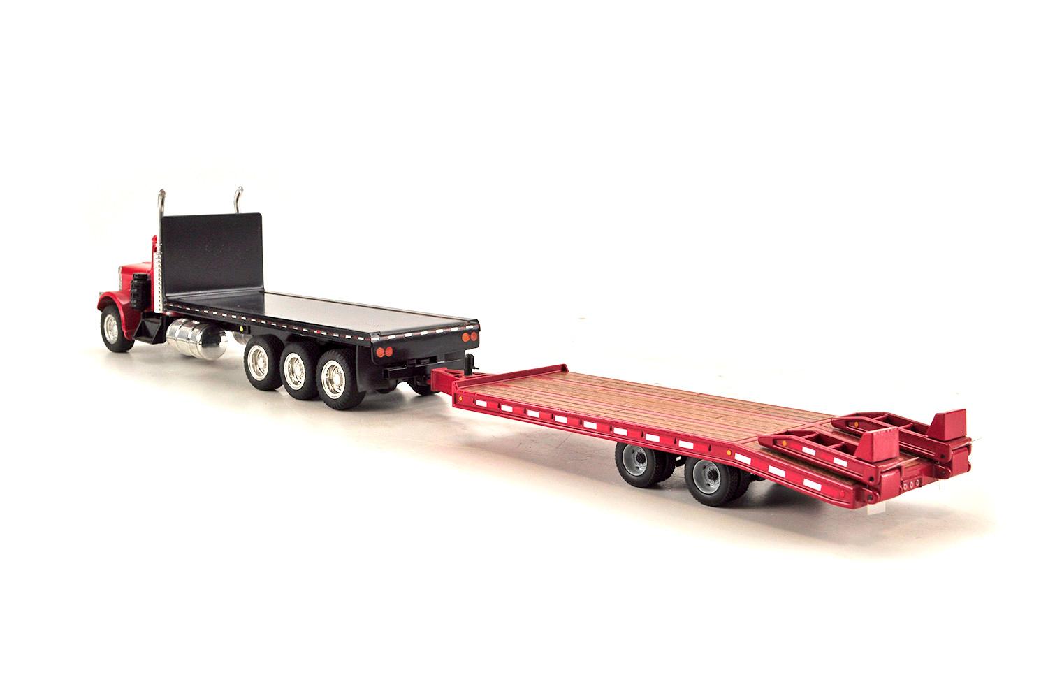 Peterbilt Tri-Axle Flatbed w/Tag Trailer - Red