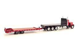 Peterbilt Tri-Axle Flatbed w/Tag Trailer - Red