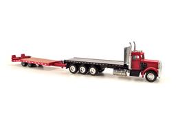 Peterbilt Tri-Axle Flatbed w/Tag Trailer - Red