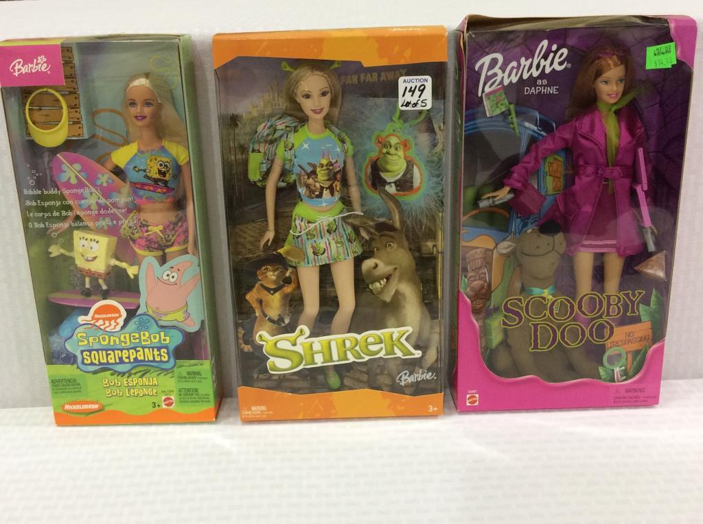 Lot of 5 Character Barbies-NIB Including
