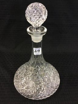 Glass Decanter w/ Ornate Pattern