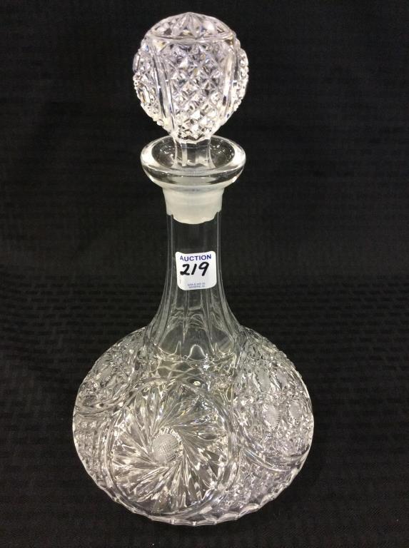 Glass Decanter w/ Ornate Pattern
