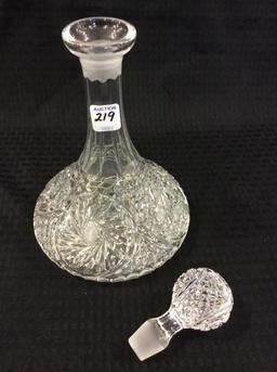 Glass Decanter w/ Ornate Pattern