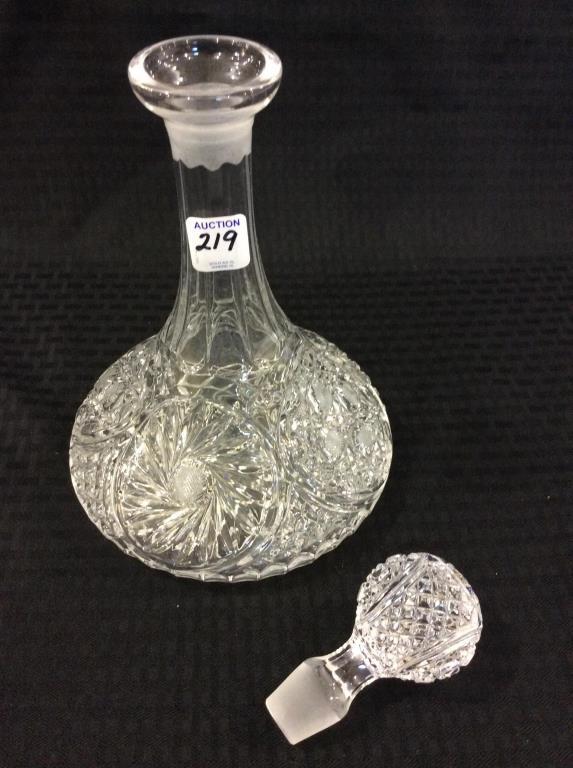 Glass Decanter w/ Ornate Pattern