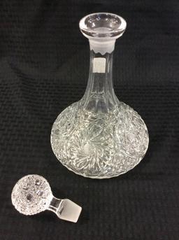 Glass Decanter w/ Ornate Pattern