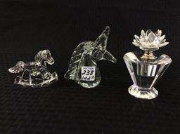 Lot of 3 Including 2 Sm. Glass Animals