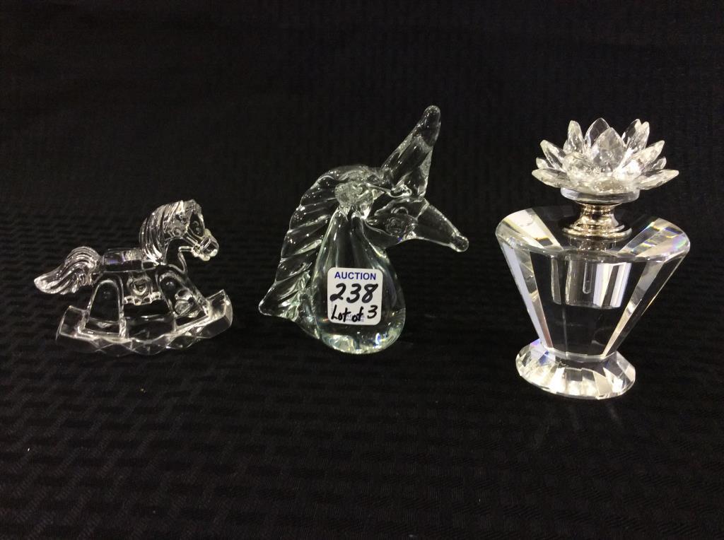 Lot of 3 Including 2 Sm. Glass Animals