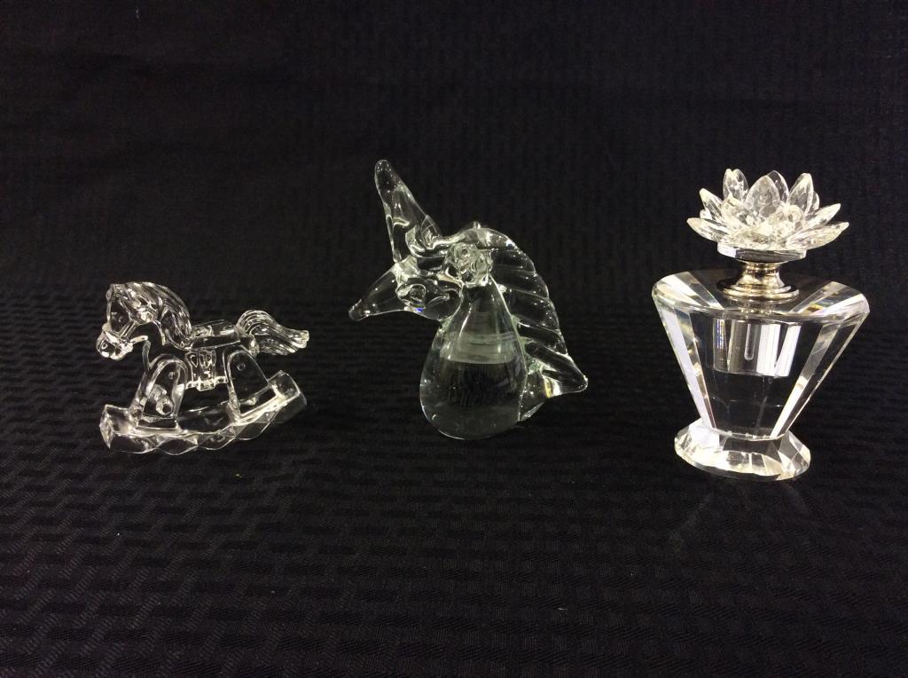 Lot of 3 Including 2 Sm. Glass Animals