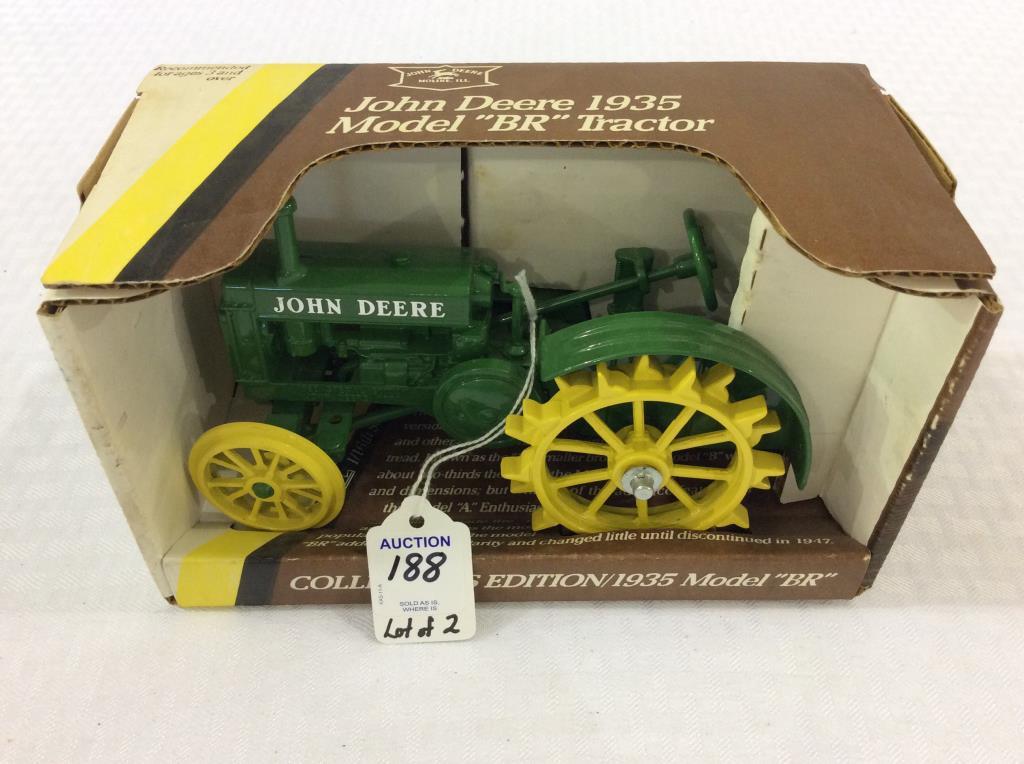 Lot of 2 Ertl 1/16th Scale John Deere Tractors in