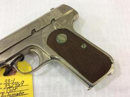 Colt Automatic 32 Rimless Chrome Pistol SN-352469