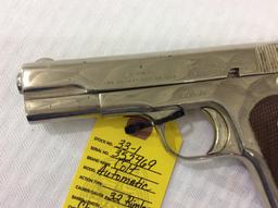 Colt Automatic 32 Rimless Chrome Pistol SN-352469