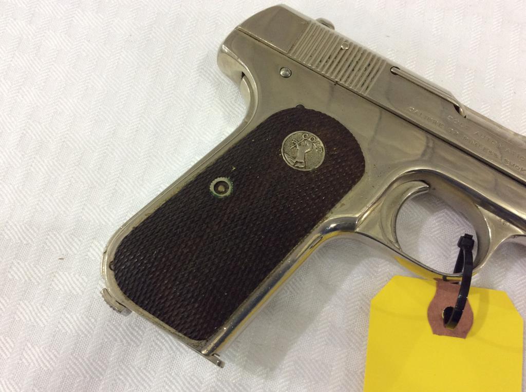 Colt Automatic 32 Rimless Chrome Pistol SN-352469