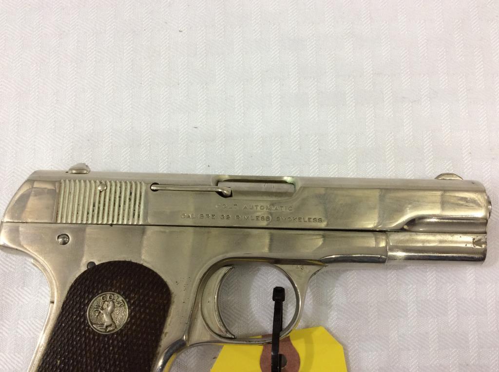 Colt Automatic 32 Rimless Chrome Pistol SN-352469