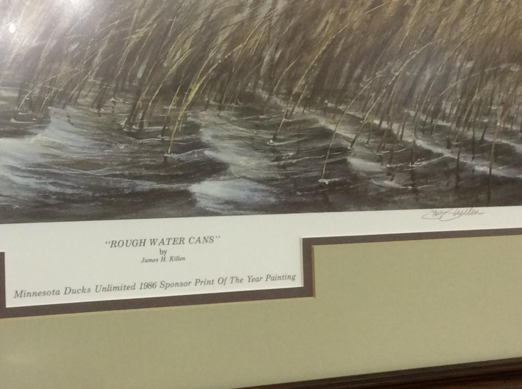 Lg. Framed Duck Print "Rough Water Cans" By