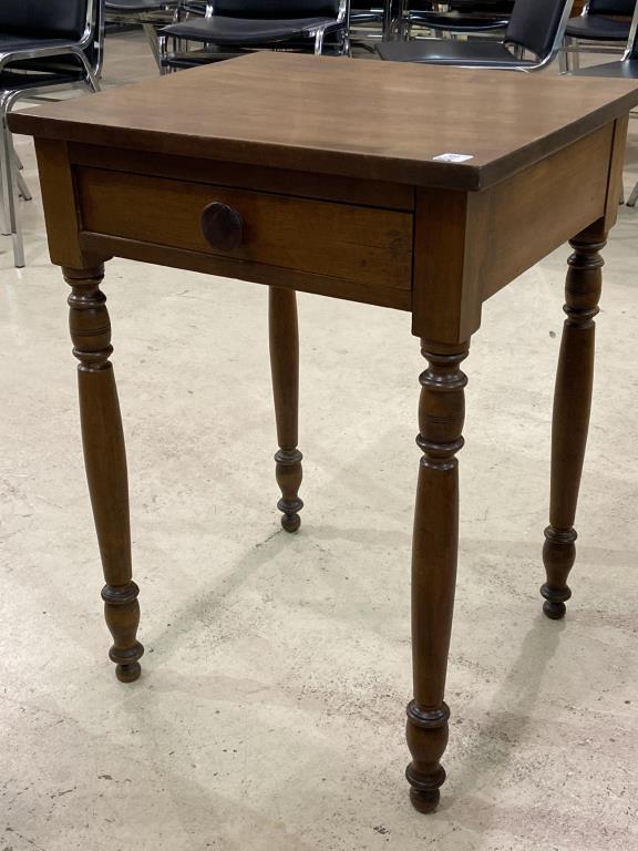 Wood One Drawer Square Lamp Table