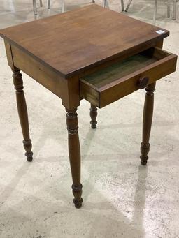 Wood One Drawer Square Lamp Table
